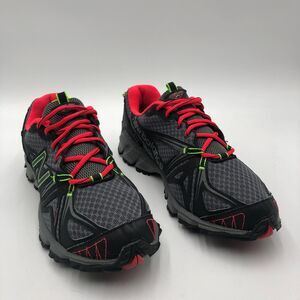 New Balance Gray Black Athletic Shoes with Red and Neon Green Accents